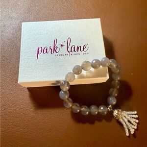 Park Lane Gold & Gray Beaded Bracelet w Tassel